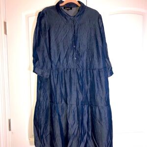 Blue Button-Up Denim Dress